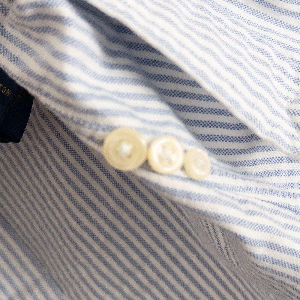 Ralph Lauren Button Down Shirt Striped Blue and White Size Large - Picture 7 of 8